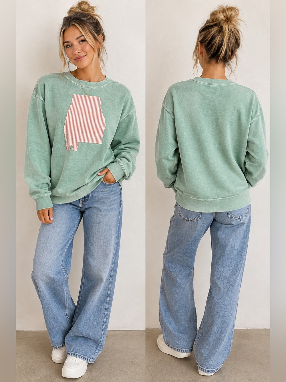 Alabama Comfort Colors Sweatshirt Mint Green Pink State Women Medium M